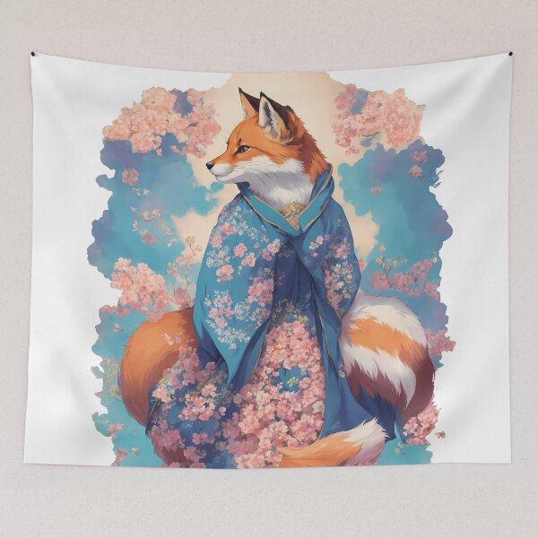 Item preview, Kimono Fox - Captivating Elegance of the Fox in Traditional Attire designed and sold by DimHel2.