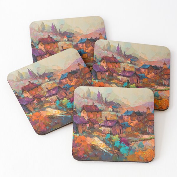 Item preview, Countryside village at sunset 3 designed and sold by Red Witch Art.
