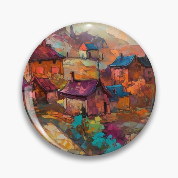 Item preview, Countryside village at sunset 3 designed and sold by Red Witch Art.