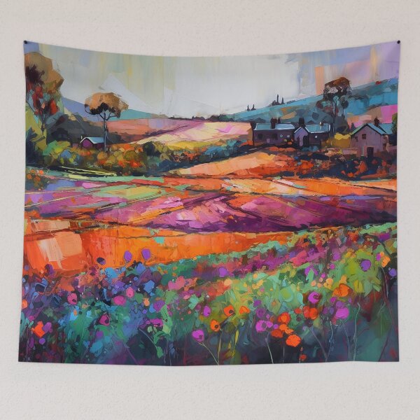 Item preview, Countryside village at sunset 4 designed and sold by Red Witch Art.