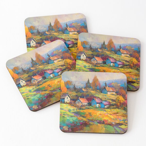 Item preview, Countryside village at sunset 5 designed and sold by Red Witch Art.