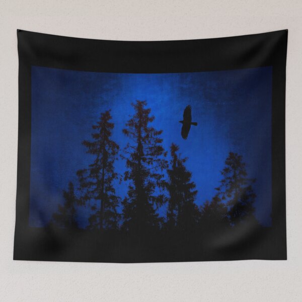 Item preview, Hooded Crow Flying in Mystic Forest  designed and sold by Taina Sohlman.