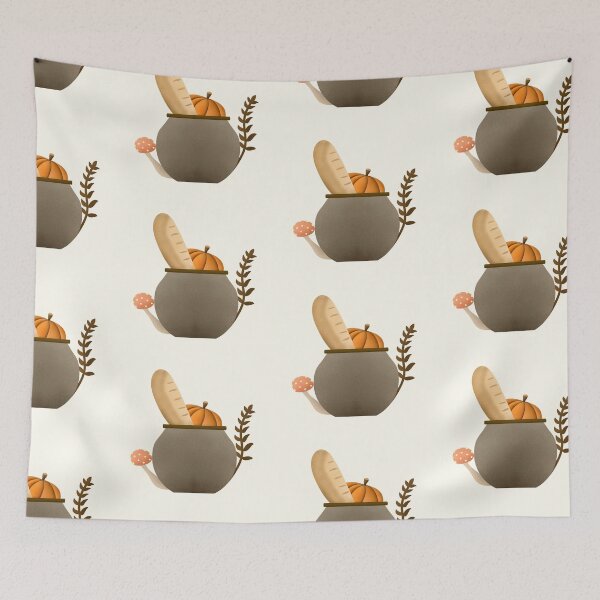 Item preview, Cauldron of pumpkin and bread cottagecore and hygge sticker by DozyJov designed and sold by DozyJov.