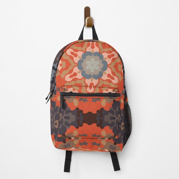 Item preview, Retro Mandala Flower Orange Blue and Tan designed and sold by WormholeOrbital.