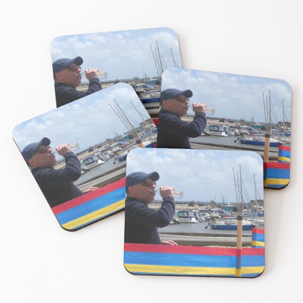 Item preview, Lyme Regis, Hot n Thirsty. A man rehydrates in the beach heat of this classic English Seaside. designed and sold by JonDelorme.