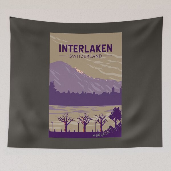 Item preview, Interlaken Switzerland Travel Art Vintage designed and sold by KrisSidDesigns.
