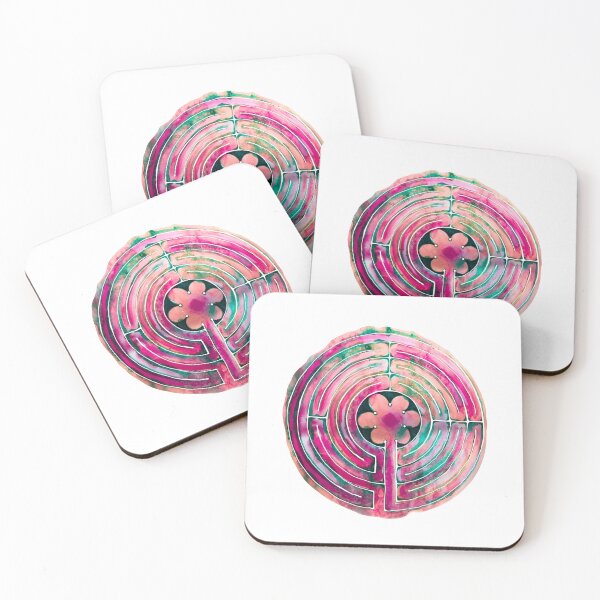 Item preview, Watercolor Labyrinth Maze Pink designed and sold by heartsake.