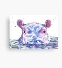 Lienzo Hippo feliz Acuarela