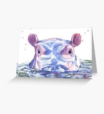 Glückliche Flusspferd-Aquarell-Malerei Grußkarte