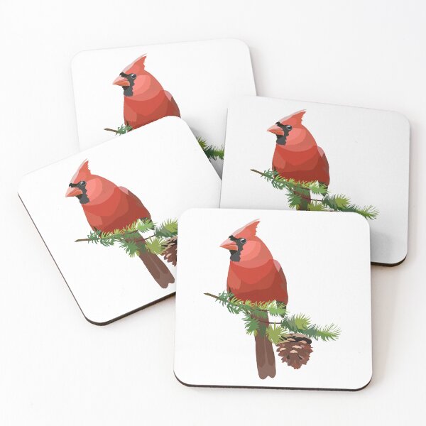 Item preview, Cardinal on Pine Branch Bird Illustration designed and sold by Furkid Studio.