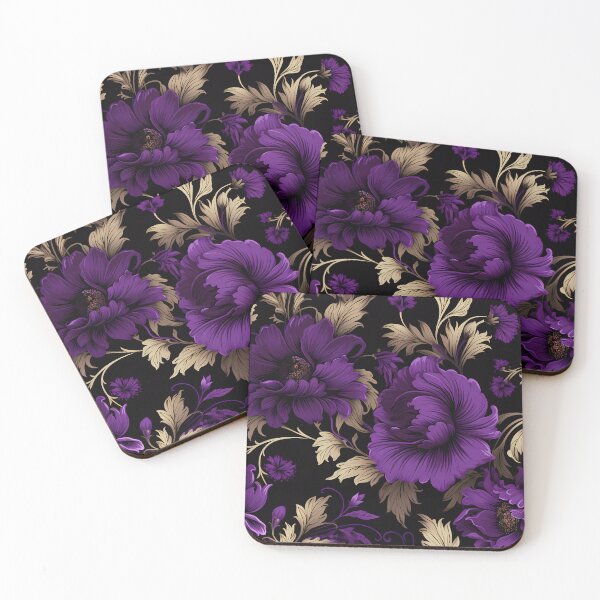 Item preview, Gothic inspired gold and purple floral design designed and sold by Nosy is Everything.
