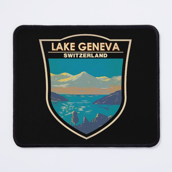 Item preview, Lake Geneva Switzerland Travel Art Badge designed and sold by KrisSidDesigns.