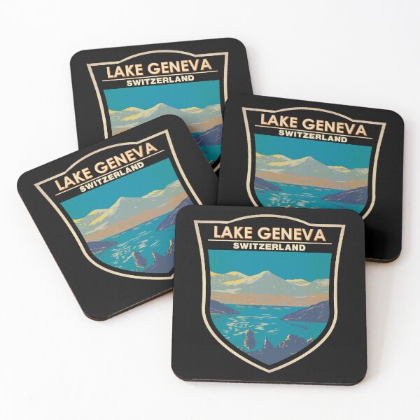 Item preview, Lake Geneva Switzerland Travel Art Badge designed and sold by KrisSidDesigns.