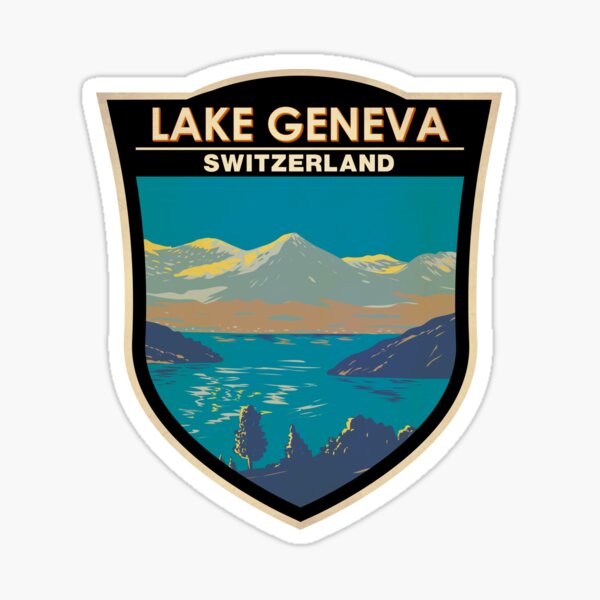 Item preview, Lake Geneva Switzerland Travel Art Badge designed and sold by KrisSidDesigns.
