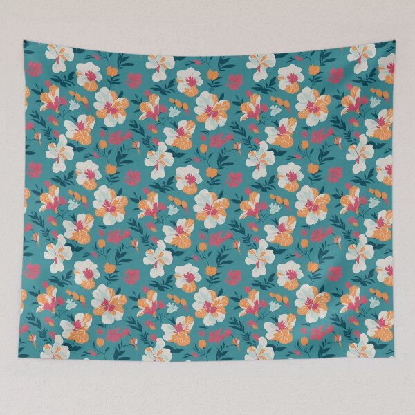 Item preview, White Flowers on Green Background designed and sold by Islandadora.