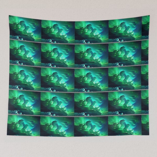 Item preview, Green blue cosmic sky atmosphere designed and sold by Fundigitalart.