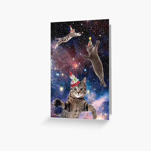 Cats in Space Birthday Greeting Card