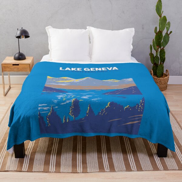 Item preview, Lake Geneva Switzerland Travel Art Vintage designed and sold by KrisSidDesigns.