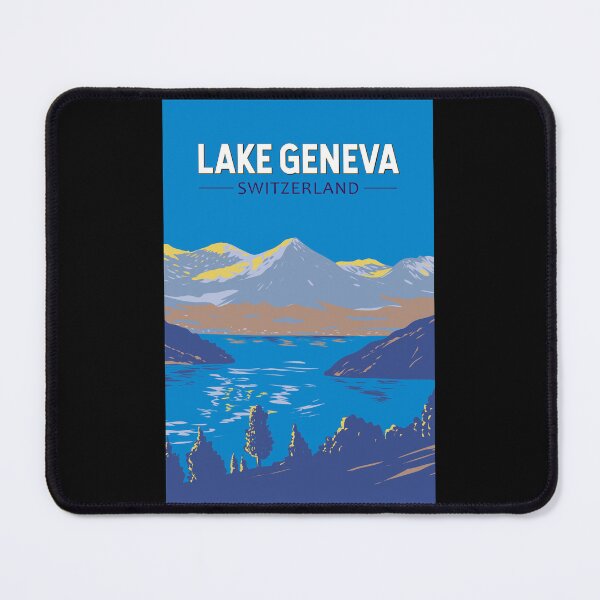 Item preview, Lake Geneva Switzerland Travel Art Vintage designed and sold by KrisSidDesigns.