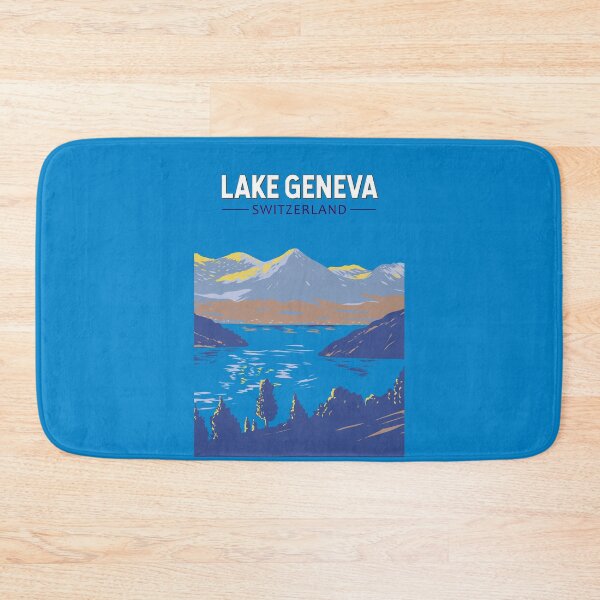 Item preview, Lake Geneva Switzerland Travel Art Vintage designed and sold by KrisSidDesigns.