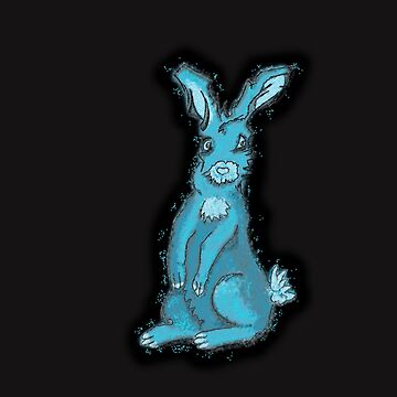 Artwork thumbnail, Bunny in Blue, funky crazy cute blue bunny rabbit by cruzinjewlz