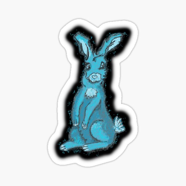 Bunny in Blue, funky crazy cute blue bunny rabbit Sticker