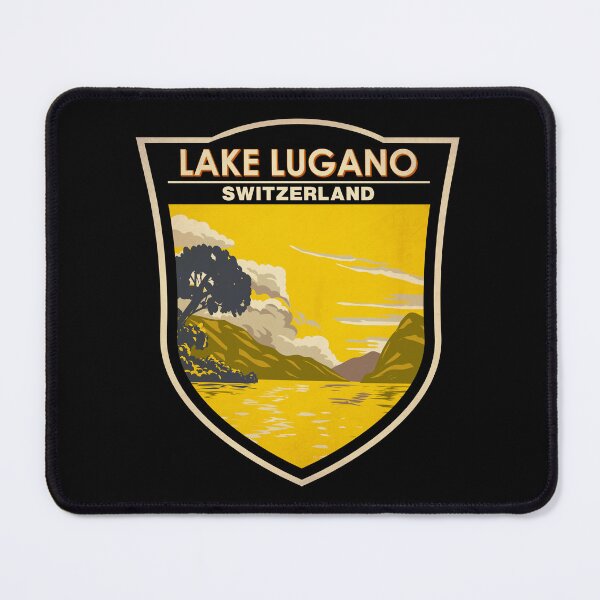 Item preview, Lake Lugano Switzerland Travel Art Badge designed and sold by KrisSidDesigns.