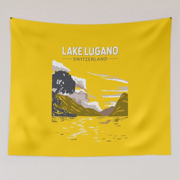 Item preview, Lake Lugano Switzerland Travel Art Vintage designed and sold by KrisSidDesigns.