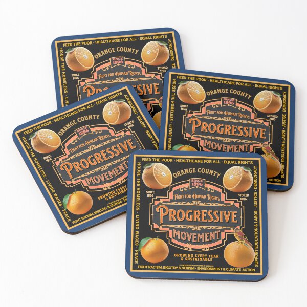 Item preview, PMD01012 Progressive Movement Designs Orange County California retro vintage orange label design shows you support human rights democracy progressive goals for Progressives Democrats Independents designed and sold by ProgressiveLeft.