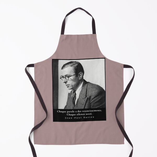 Item preview, Sartre portrait and  quote: Chaque parole a des retentissements. Chaque silence aussi. designed and sold by artbleed.