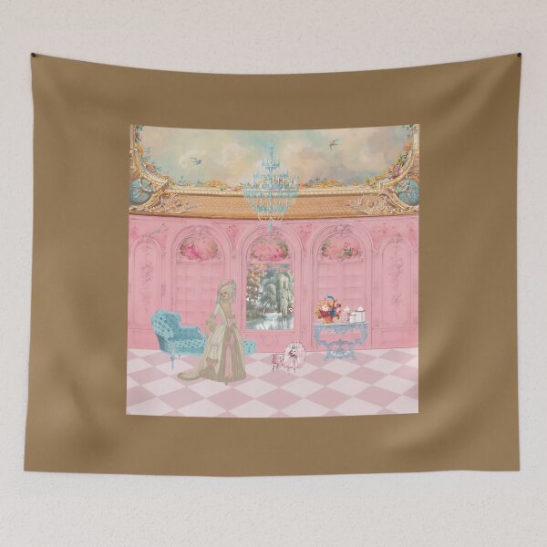 Item preview, Marie Antoinette At Chateau Versailles with Cake and Her Pink French Poodle  Shower Curtain 	 designed and sold by dkainloewzb68.