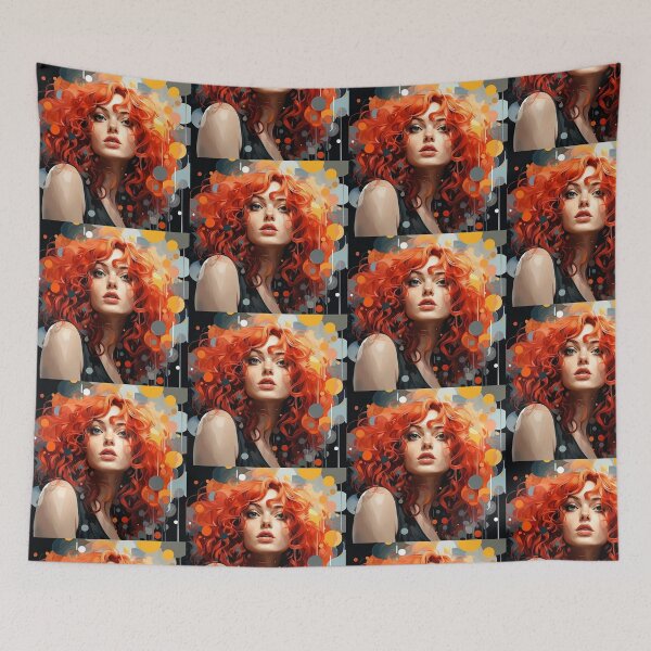 Item preview, island curly girl full head of red hair flowing designed and sold by posh1987.