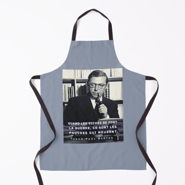 Item preview, Sartre portrait and  quote: Quand les riches se font la guerre, ce sont les pauvres qui meurent. designed and sold by artbleed.