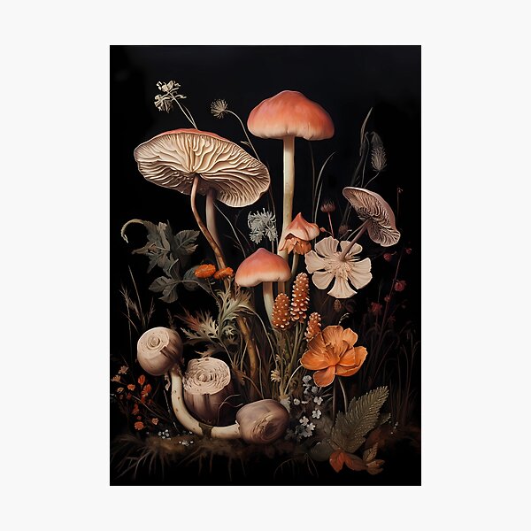 Item preview, Psychedelic mushrooms dark academia gothic cottagecore decor designed and sold by Mehak  Khan.