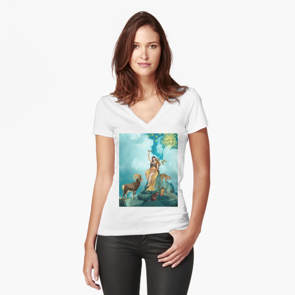 Item preview, Fitted V-Neck T-Shirt designed and sold by WildRootsArt.