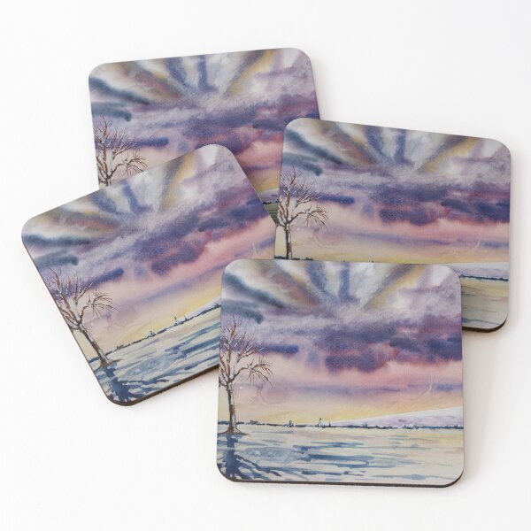 Item preview, Snow and dramatic sky Watercolor landscape designed and sold by Justin Turney Art.