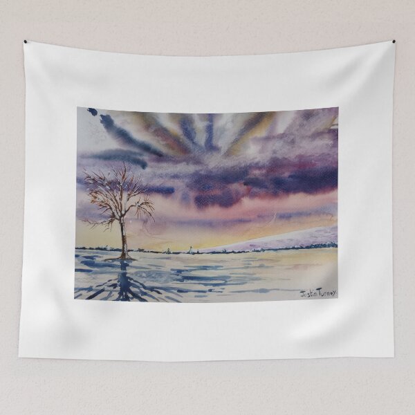 Item preview, Snow and dramatic sky Watercolor landscape designed and sold by Justin Turney Art.