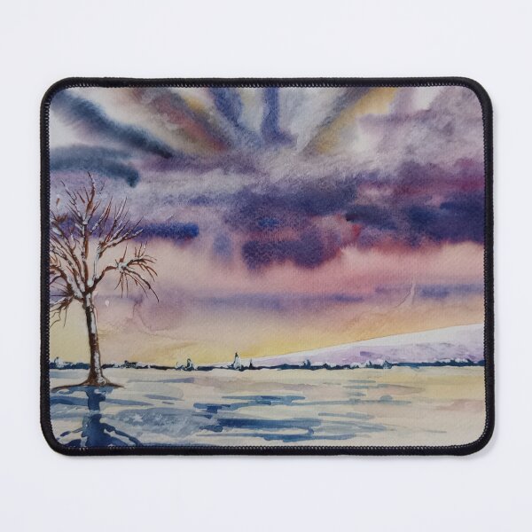Item preview, Snow and dramatic sky Watercolor landscape designed and sold by Justin Turney Art.