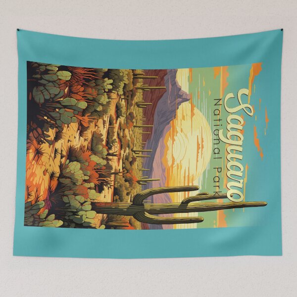 Item preview, Saguaro National Park Illustration Retro designed and sold by KrisSidDesigns.