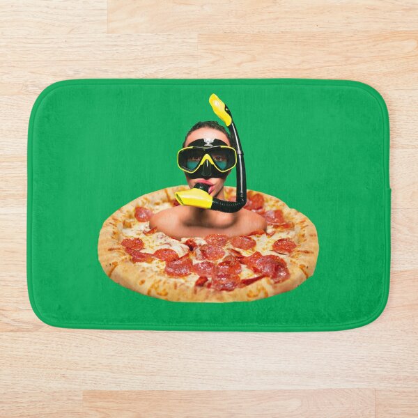 Item preview, Dive Into a Slice of Happiness: "Grease & Salt Solo in Green" Colorful Scuba Diver in Pizza Collage Art Print - Fun Wall Art for Foodies designed and sold by GollyWillikers.