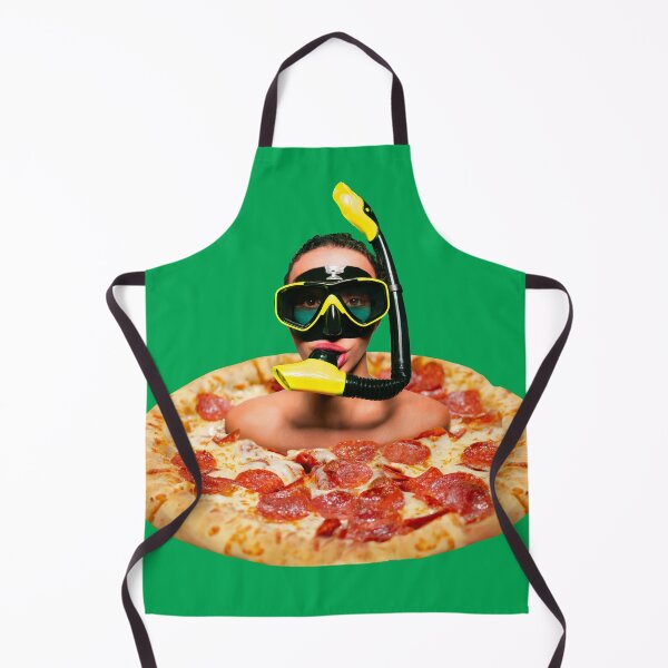 Item preview, Dive Into a Slice of Happiness: "Grease & Salt Solo in Green" Colorful Scuba Diver in Pizza Collage Art Print - Fun Wall Art for Foodies designed and sold by GollyWillikers.