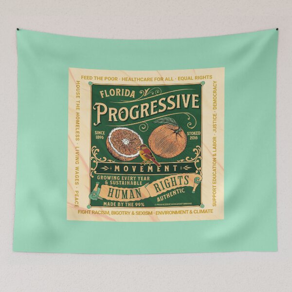 Item preview,  PMD01013 Progressive Movement Designs Florida Progressive retro vintage orange label design shows you support human rights democracy progressive goals for Progressives Democrats Independents designed and sold by ProgressiveLeft.