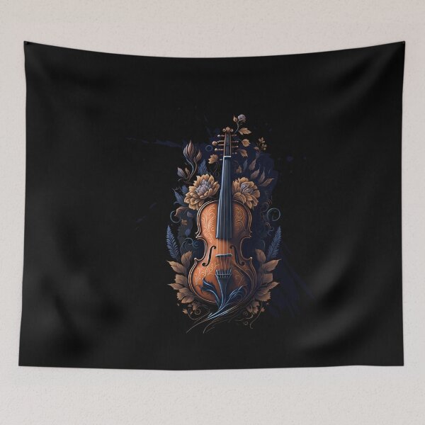 Item preview, Violin with flowers designed and sold by TheMusicSpot.