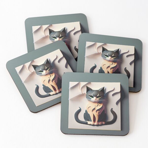 Item preview, Abstract black and white cat designed and sold by melridger.