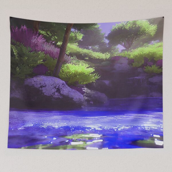 Item preview, Landscape Pond and Trees Blue Water and Sea Green Leaves designed and sold by deniselynnimage.