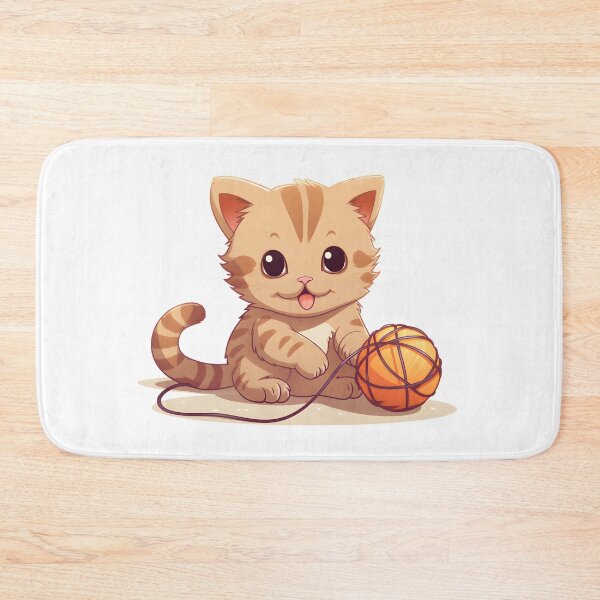 Item preview, Cute Cartoon Kitten with orange ball designed and sold by AI-Ascendance.