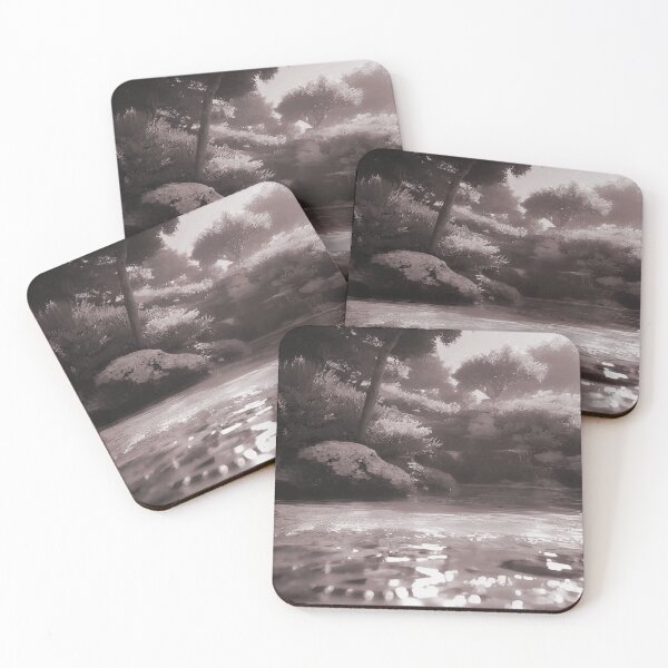 Item preview, Landscape Pond and Trees Gray Tones with Light Blush Pink Undertones designed and sold by deniselynnimage.