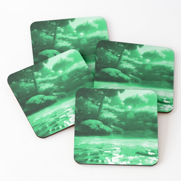 Item preview, Landscape Pond and Trees Solid Bright Green designed and sold by deniselynnimage.