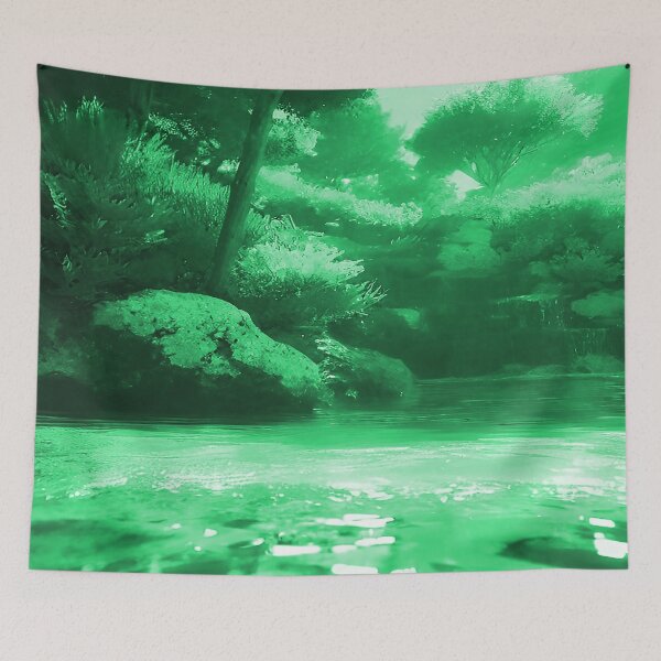 Item preview, Landscape Pond and Trees Solid Bright Green designed and sold by deniselynnimage.
