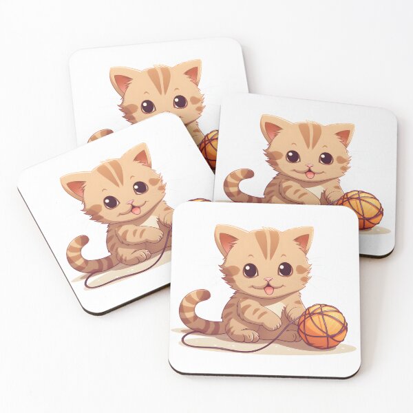 Item preview, Cute Cartoon Kitten with orange ball designed and sold by AI-Ascendance.